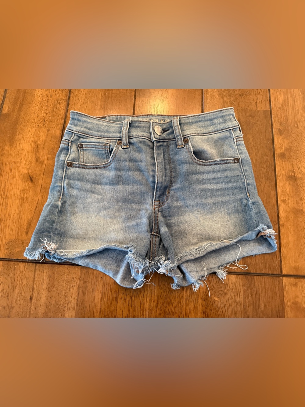 American Eagle Outfitters Light Blue Distressed Jean Shorts
